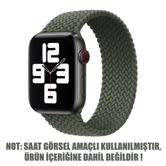 Microsonic Apple Watch Series 3 38mm Kordon Small Size 127mm Knitted Fabric Single Loop Koyu Yeşil 2