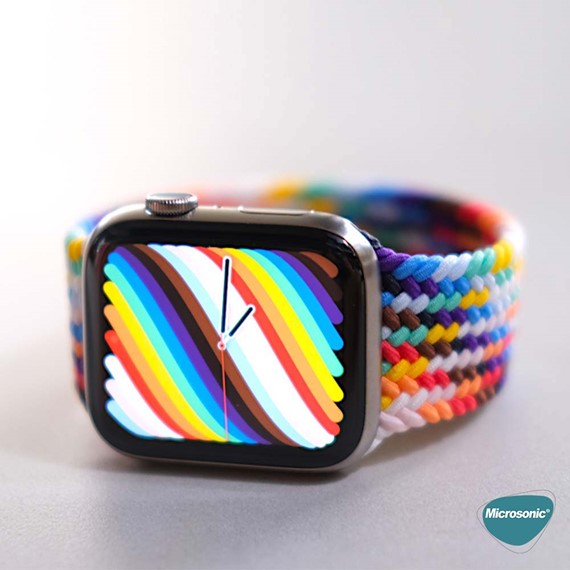 Microsonic Apple Watch SE 2022 44mm Kordon Large Size 160mm Knitted Fabric Single Loop Pride Edition 3
