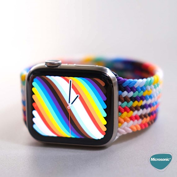 Microsonic Apple Watch Series 10 42mm Kordon Small Size 127mm Knitted Fabric Single Loop Pride Edition 3