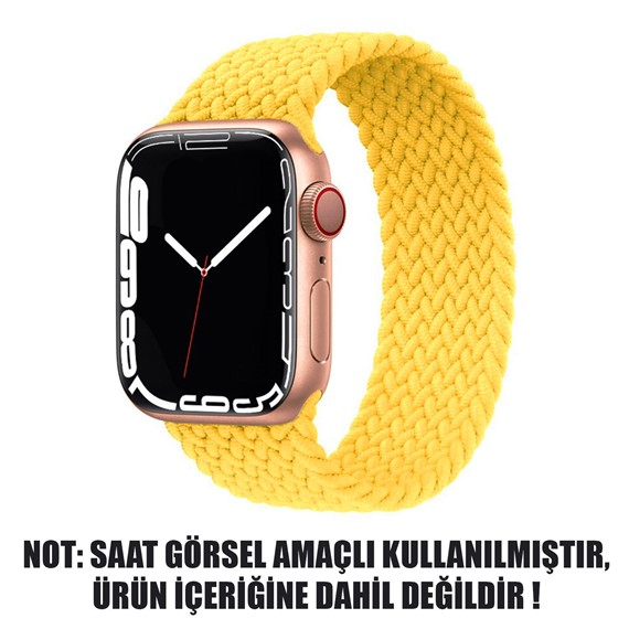 Microsonic Apple Watch Series 3 38mm Kordon Large Size 160mm Knitted Fabric Single Loop Sarı 2