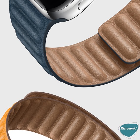 Microsonic Apple Watch Series 3 42mm Kordon Leather Link Band Kırmızı 4