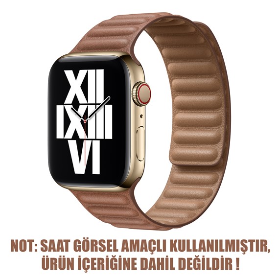Microsonic Apple Watch Series 7 41mm Kordon Leather Link Band Kahverengi 2