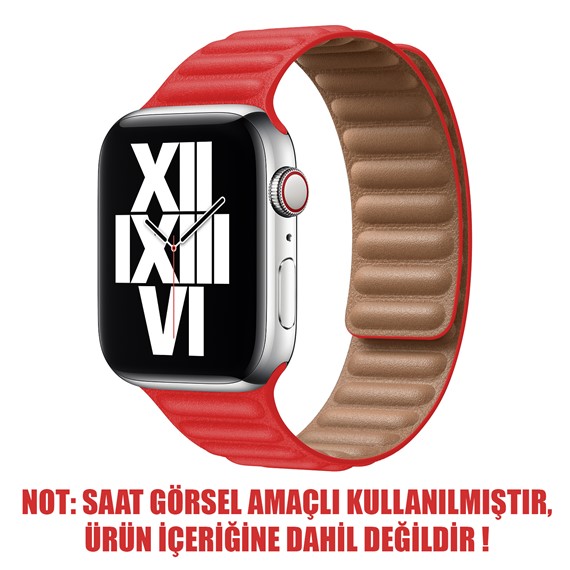 Microsonic Apple Watch SE 40mm Kordon Leather Link Band Kırmızı 2