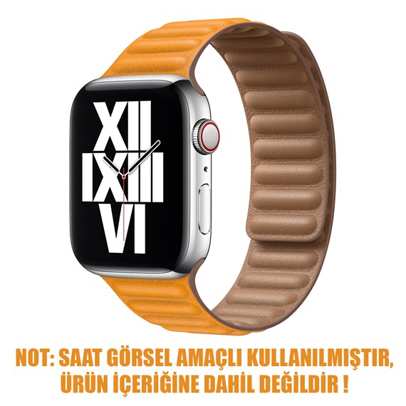 Microsonic Apple Watch SE 40mm Kordon Leather Link Band Turuncu 2