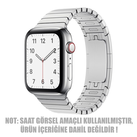 Microsonic Apple Watch SE 2022 40mm Kordon Link Bracelet Band Gümüş 2