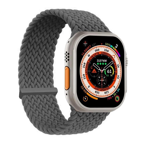 Microsonic Apple Watch SE 2022 40mm Kordon Large Size 160mm Knitted Fabric Single Loop Koyu Gri 1