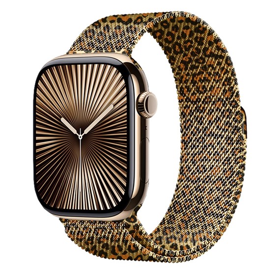 Microsonic Apple Watch Series 8 41mm Kordon Luxe Metal Leopard Gold 2
