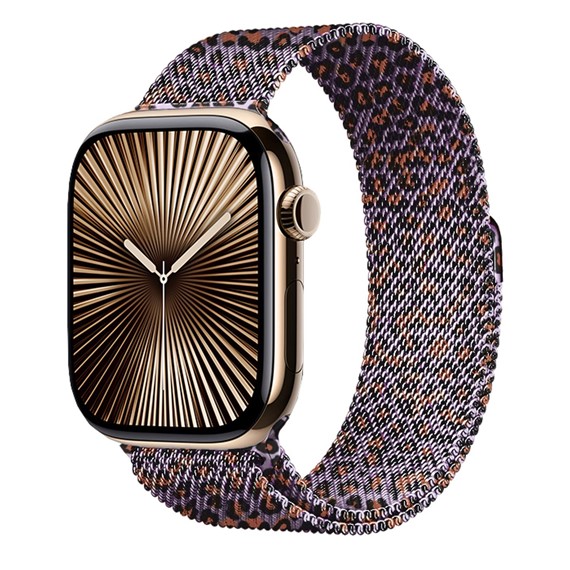Microsonic Apple Watch Series 8 41mm Kordon Luxe Metal Leopard Lila 2