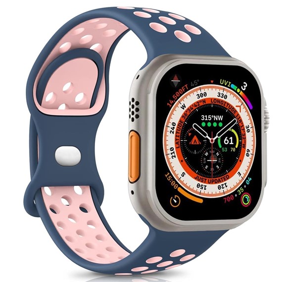 Microsonic Apple Watch SE 2022 40mm Kordon Rainbow Band Lacivert Pembe 1