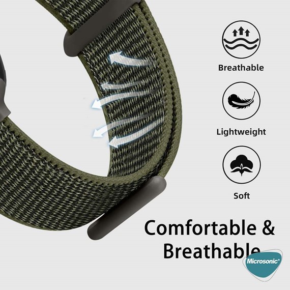Microsonic Apple Watch SE 2022 44mm Hasırlı Kordon Woven Siyah 4