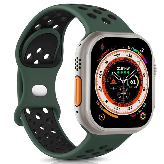 Microsonic Apple Watch SE 2022 44mm Kordon Rainbow Band Yeşil Siyah 1