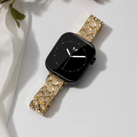 Microsonic Apple Watch Series 8 45mm Kordon Metal Fish Tail Style Gold 3