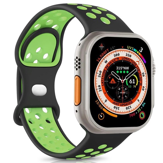 Microsonic Apple Watch SE 44mm Kordon Rainbow Band Siyah Yeşil 1