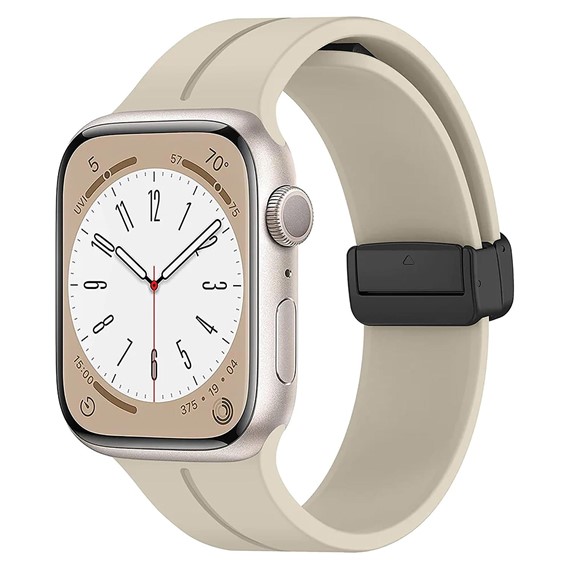 Microsonic Apple Watch Series 7 45mm Kordon Ribbon Line Bej 1