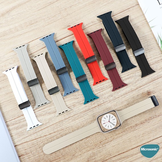 Microsonic Apple Watch Ultra Kordon Ribbon Line Turuncu Siyah 5