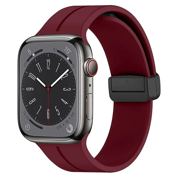 Microsonic Apple Watch Series 9 45mm Kordon Ribbon Line Bordo 1