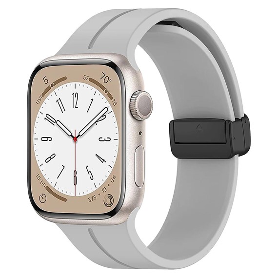 Microsonic Apple Watch Series 9 45mm Kordon Ribbon Line Gri 1