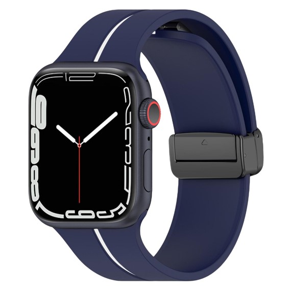 Microsonic Apple Watch SE 2022 44mm Kordon Ribbon Line Lacivert Beyaz 1