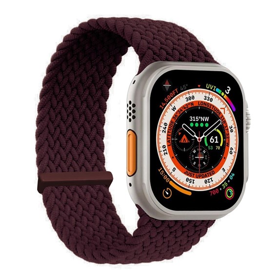 Microsonic Apple Watch SE 44mm Kordon Small Size 127mm Knitted Fabric Single Loop Koyu Bordo 1