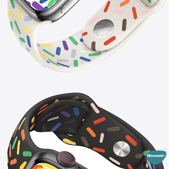 Microsonic Apple Watch Series 9 41mm Silikon Kordon V2 Pride Edition Siyah 3