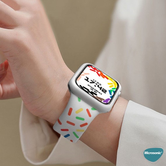 Microsonic Apple Watch Series 9 41mm Silikon Kordon V2 Pride Edition Siyah 4