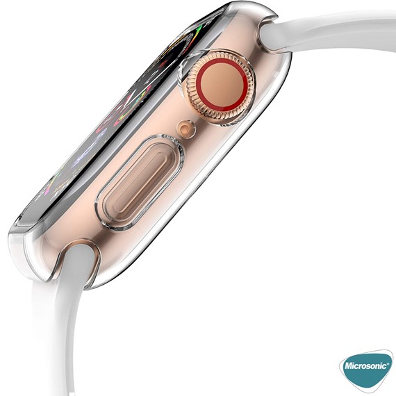 Microsonic Apple Watch Series 9 41mm Kılıf 360 Full Round Soft Silicone Şeffaf 3