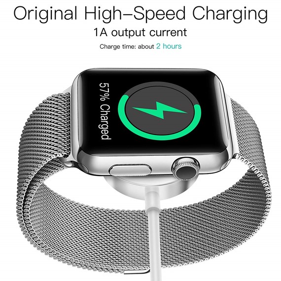 Microsonic Apple Watch SE 2022 40mm Masaüstü Manyetik Hızlı Şarj Aygıtı - Type-C Kablosu Beyaz 7