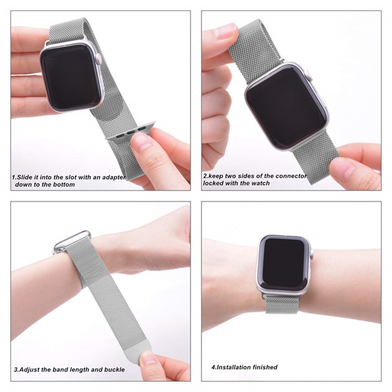 Microsonic Apple Watch SE 40mm Kordon Luxe Metal Twist Gümüş 5