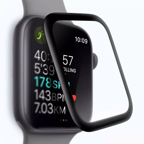 Microsonic Apple Watch SE 2022 40mm Tam Kaplayan Temperli Cam Full Ekran koruyucu Siyah 2