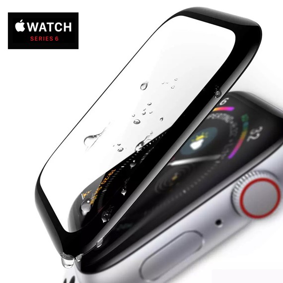 Microsonic Apple Watch Series 6 44mm Tam Kaplayan Temperli Cam Full Ekran koruyucu Siyah 3