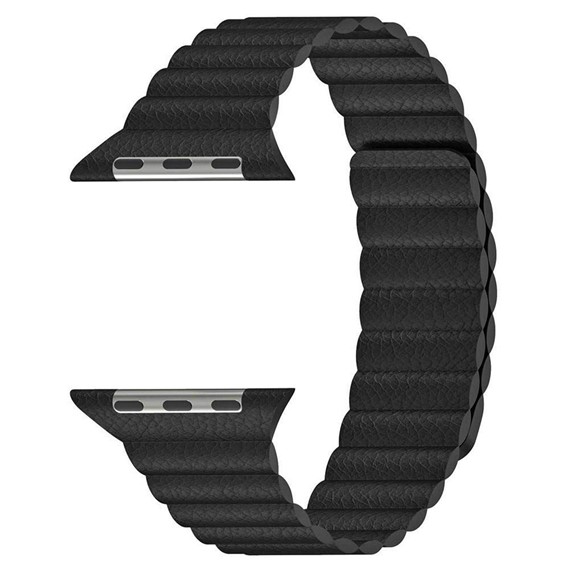 Microsonic Apple Watch Series 7 45mm Twist Leather Loop Kordon Siyah 1