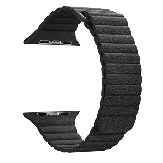 Microsonic Apple Watch SE 44mm Twist Leather Loop Kordon Siyah 2