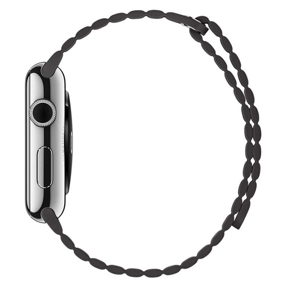 Microsonic Apple Watch Series 9 45mm Twist Leather Loop Kordon Siyah 5