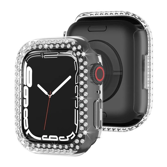 Microsonic Apple Watch Series 10 46mm Kılıf Diamond Taşlı Clear WatchBand Şeffaf 1