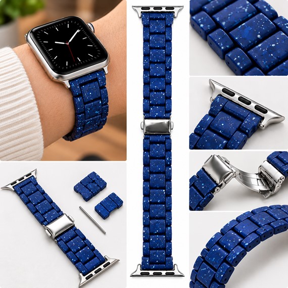 Microsonic Apple Watch Series 11 46mm Flame Metal Stainless Kordon Lacivert 2