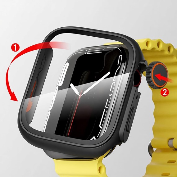 Microsonic Apple Watch SE 44mm Kılıf Apple Watch Ultra Dönüştürücü Ekran Koruyucu Kasa Siyah 6