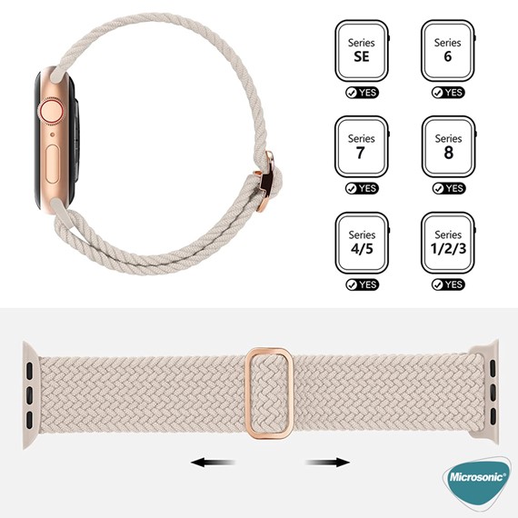 Microsonic Apple Watch SE 40mm Kordon Knitted Fabric Loop Sarı 3