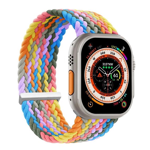 Microsonic Apple Watch Series 5 40mm Kordon Large Size 160mm Knitted Fabric Single Loop Gökkuşağı 1