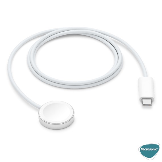 Microsonic Apple Watch SE 2022 40mm Masaüstü Manyetik Hızlı Şarj Aygıtı - Type-C Kablosu Beyaz 2