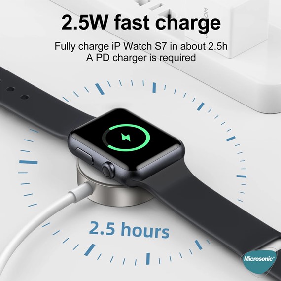 Microsonic Apple Watch Ultra 2 Masaüstü Manyetik Hızlı Şarj Aygıtı - Type-C Kablosu Beyaz 3