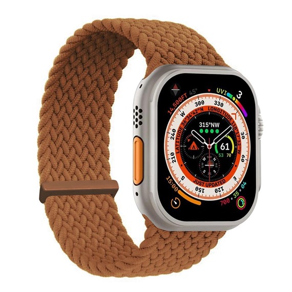 Microsonic Apple Watch Series 5 44mm Kordon Large Size 160mm Knitted Fabric Single Loop Kahverengi 1