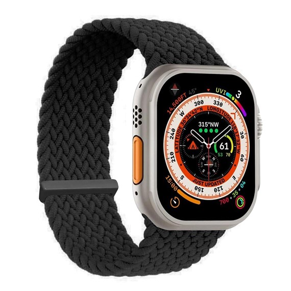 Microsonic Apple Watch Series 5 44mm Kordon Large Size 160mm Knitted Fabric Single Loop Siyah 1