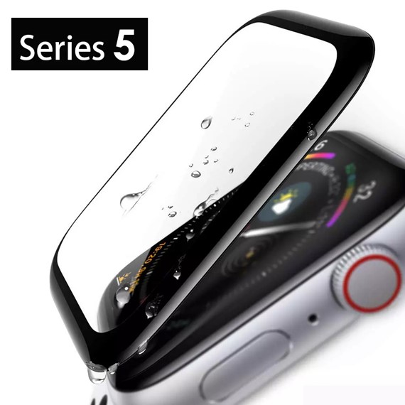 Microsonic Apple Watch Series 5 44mm Tam Kaplayan Temperli Cam Full Ekran koruyucu Siyah 3