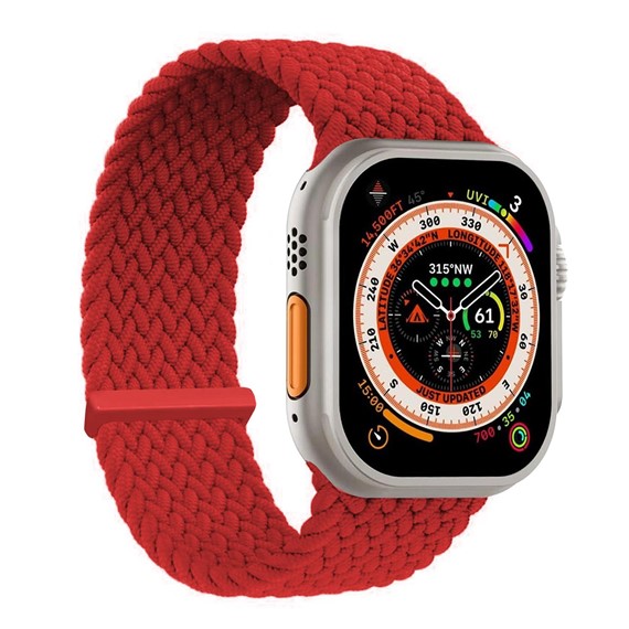 Microsonic Apple Watch Series 7 41mm Kordon Small Size 127mm Knitted Fabric Single Loop Kırmızı 1