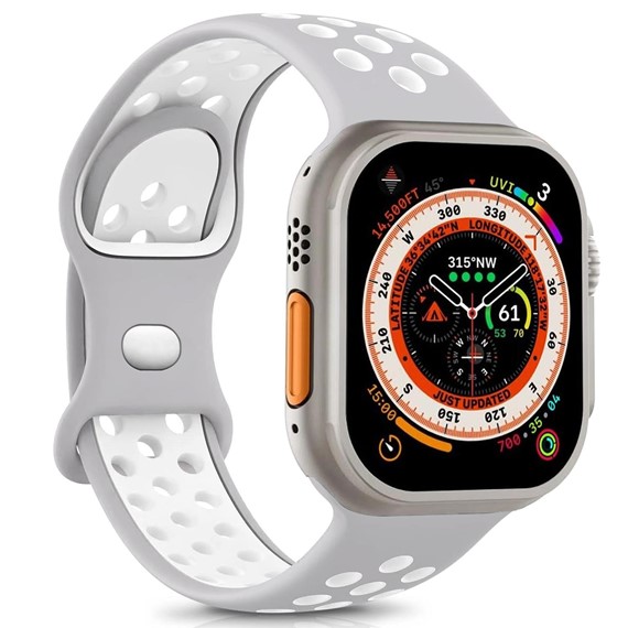 Microsonic Apple Watch Ultra 2 Kordon Rainbow Band Gri Beyaz 1