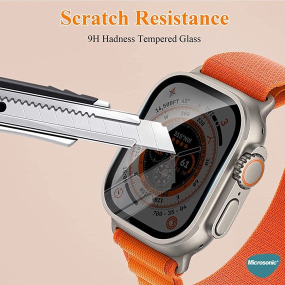 Microsonic Apple Watch Ultra Gizlilik Filtreli Cam Ekran Koruyucu Siyah 2