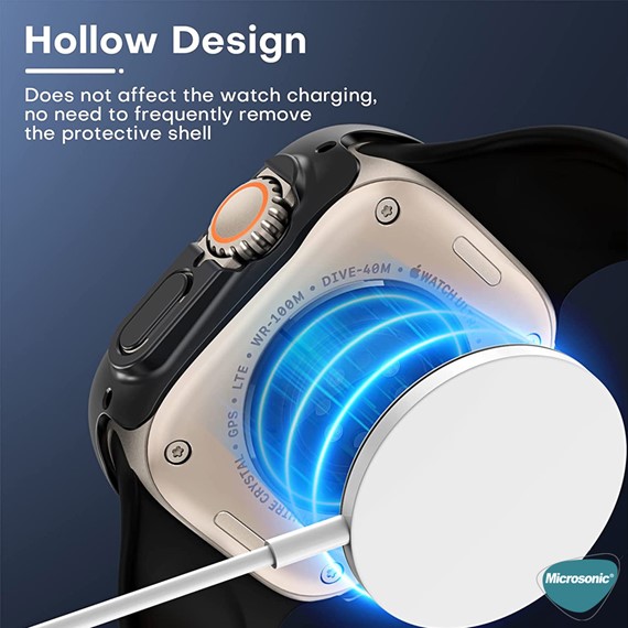 Microsonic Apple Watch Ultra 2 Kılıf Privacy Gizlilik Filtreli WatchBand Siyah 5