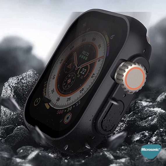 Microsonic Apple Watch Ultra Kılıf Privacy Gizlilik Filtreli WatchBand Siyah 2