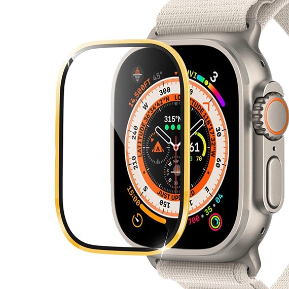 Microsonic Apple Watch Ultra Tam Kaplayan Cam Ekran Koruyucu V2 Gold 1