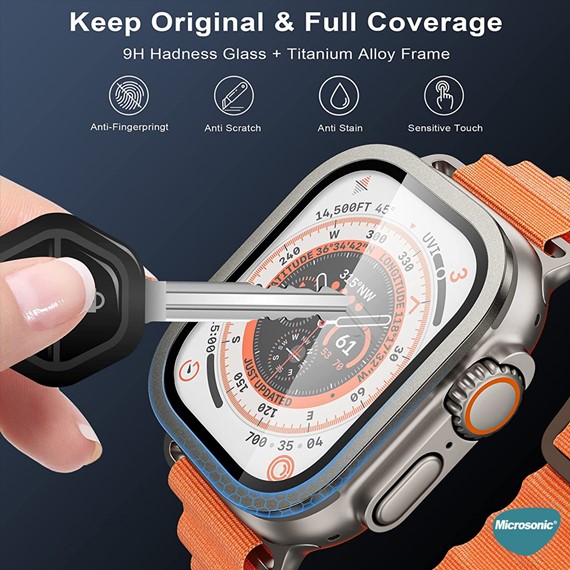 Microsonic Apple Watch Ultra 2 Tam Kaplayan Cam Ekran Koruyucu V2 Siyah 2